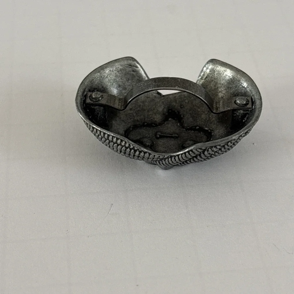 Vintage Boy Scouts America Neckerchief Slide Silvertone Eagle Emblem Fastener